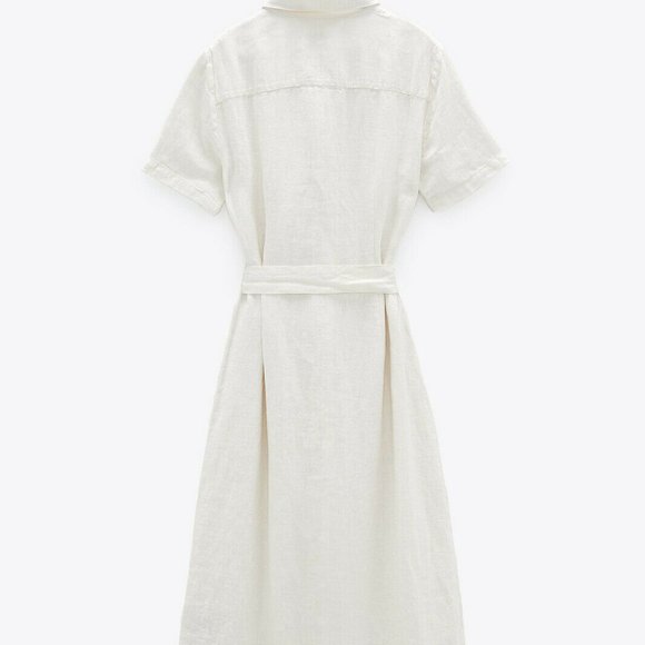 Zara Linen Button Dress Zara Linen Dress Zara Green Button Dress LINEN  BLEND MIDI DRESS